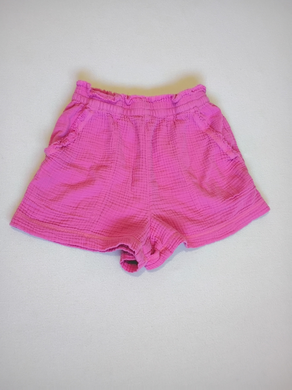 Aerie Gauze Ruffled Paperbag Waist Shorts Bright Pink XS Lightweight Summer